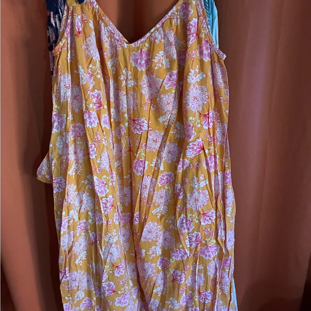 Old Navy orange and Pink Floral Dress, blue and pink, pink blue stripes.  (3)